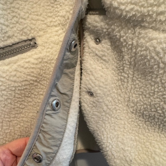 Her Entire Name Says Grace Ivory Sherpa Jacket with Gray Accents Size L - Picture 7 of 16